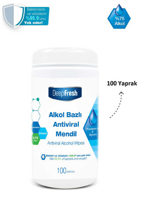 Deep Fresh Alkollü Antiviral Islak Mendil Kutulu 100 Yaprak - Thumbnail